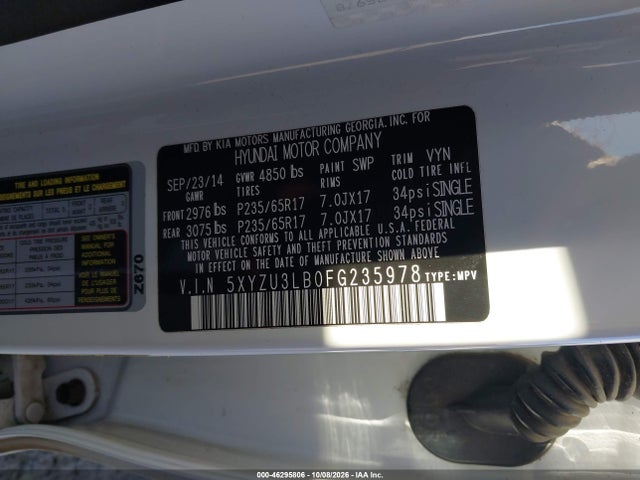 Продаж на аукціоні авто 2015 Hyundai Santa Fe Sport 2.4l, vin: 5XYZU3LB0FG235978, номер лоту: 46295806