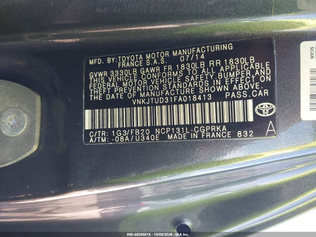 Продажа на аукционе авто 2015 Toyota Yaris Le, vin: VNKJTUD31FA018413, номер лота: 46295815