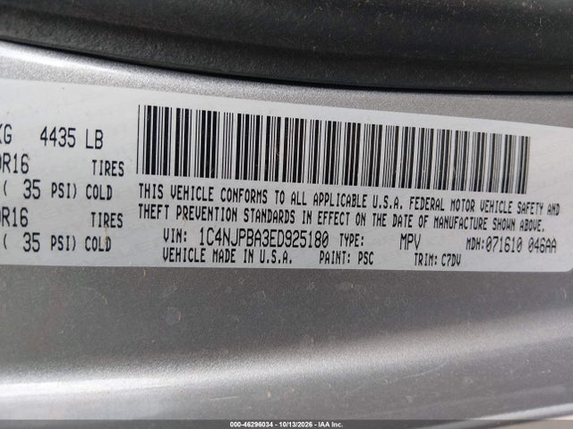1C4NJPBA3ED925180 Jeep Patriot Sport