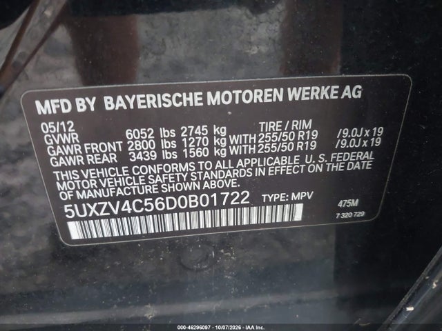 Продаж на аукціоні авто 2013 Bmw X5 Xdrive35i/xdrive35i Premium/xdrive35i Sport Activity, vin: 5UXZV4C56D0B01722, номер лоту: 46296097