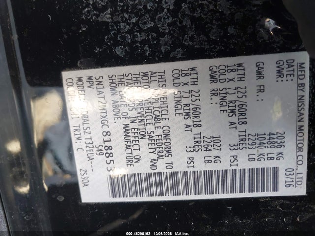 5N1AT2MTXGC818853 Nissan Rogue S/sl/sv
