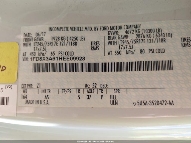 Ford F-350 Xl 2017 1FD8X3A61HEE09928 Image 9