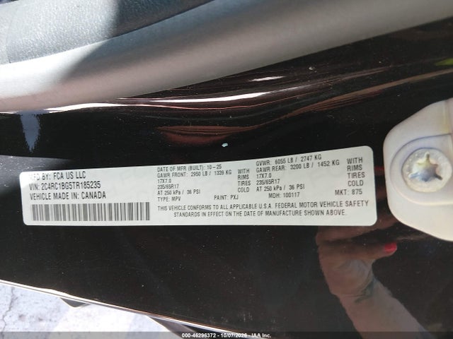 Auction sale of the 2026 Chrysler Pacifica Select, vin: 2C4RC1BG5TR185235, lot number: 46296372