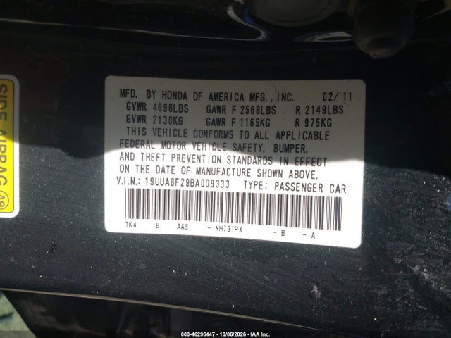 Продаж на аукціоні авто 2011 Acura Tl 3.5, vin: 19UUA8F29BA009333, номер лоту: 46296447