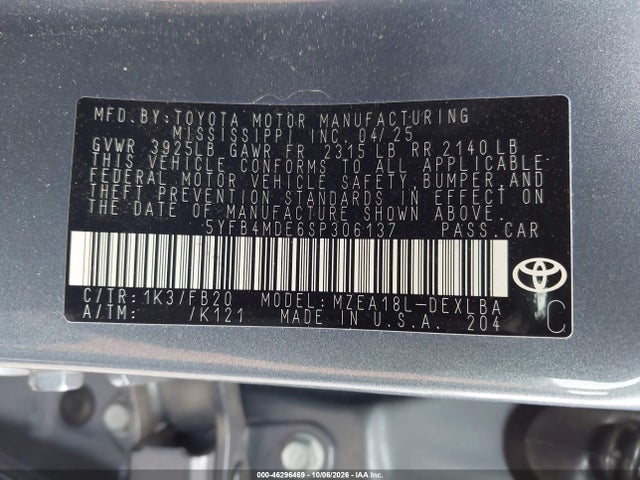 Toyota COROLLA LE 2025 5YFB4MDE6SP306137 Image 9