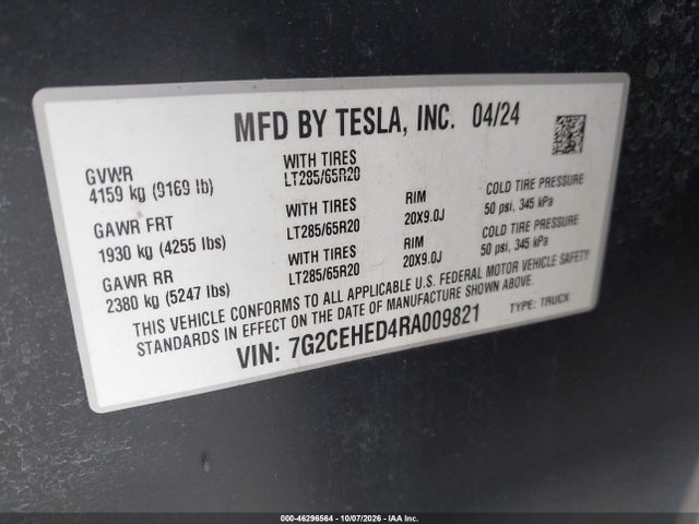 7G2CEHED4RA009821 Tesla Cybertruck All-wheel Drive