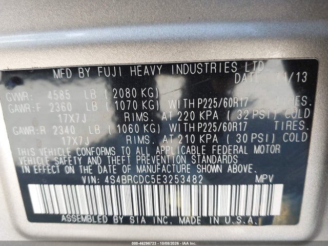Subaru Outback 2.5i Premium 2014 4S4BRCDC5E3253482 Image 9