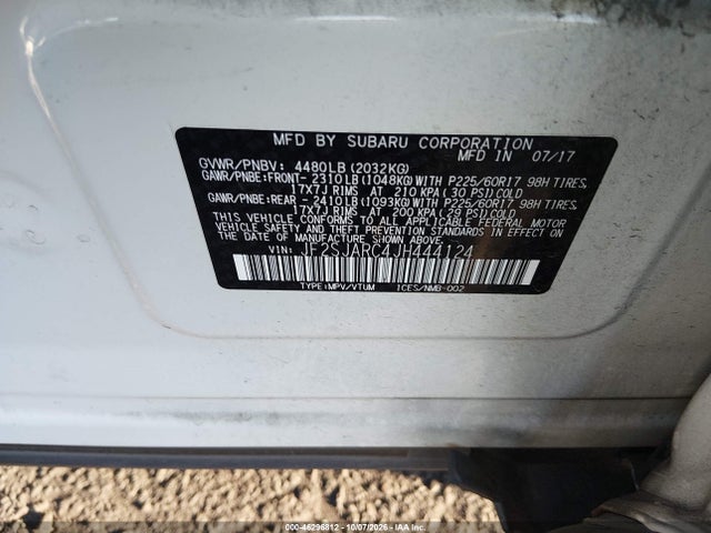 2018 Subaru Forester 2.5i Limited მანქანა იყიდება აუქციონზე, vin: JF2SJARC4JH444124, აუქციონის ნომერი: 46296812
