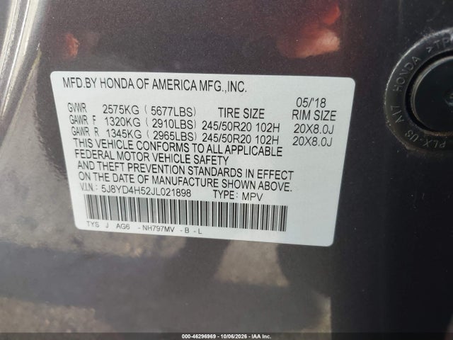 Aukcja sprzedaży 2018 Acura Mdx Technology Package   Acurawatch Plus Pkg, vin: 5J8YD4H52JL021898, numer aukcji: 46296969