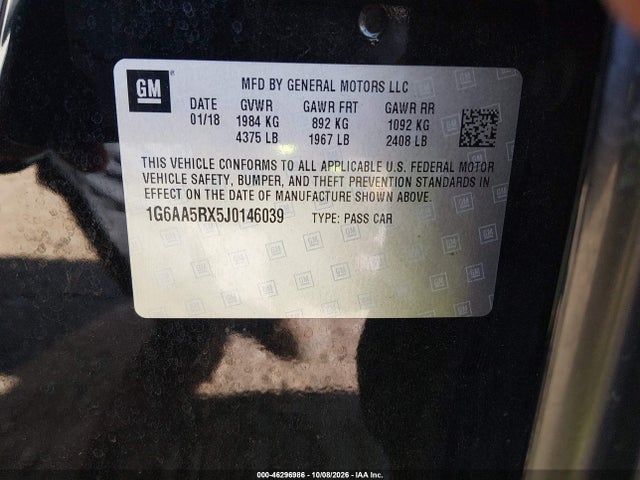Продажа на аукционе авто 2018 Cadillac Ats Standard, vin: 1G6AA5RX5J0146039, номер лота: 46296986