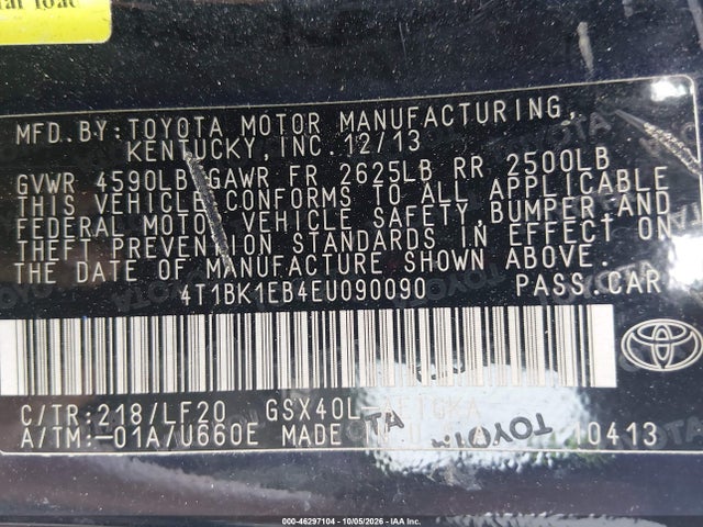 Toyota Avalon Xle Premium 2014 4T1BK1EB4EU090090 Image 9