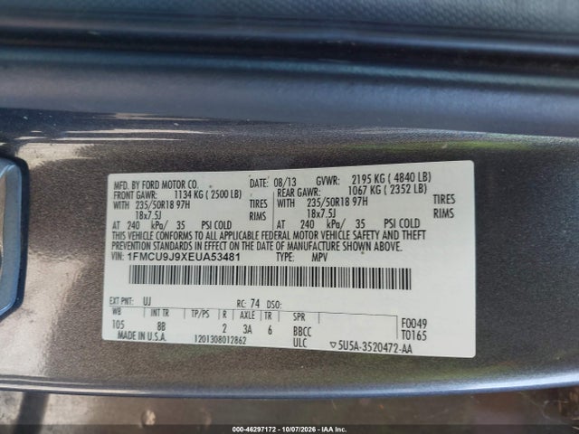 Ford Escape Titanium 2014 1FMCU9J9XEUA53481 Image 9