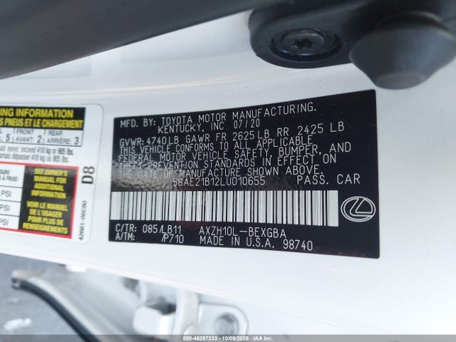 Lexus Es 300h Luxury 2020 58AE21B12LU010655 Image 9