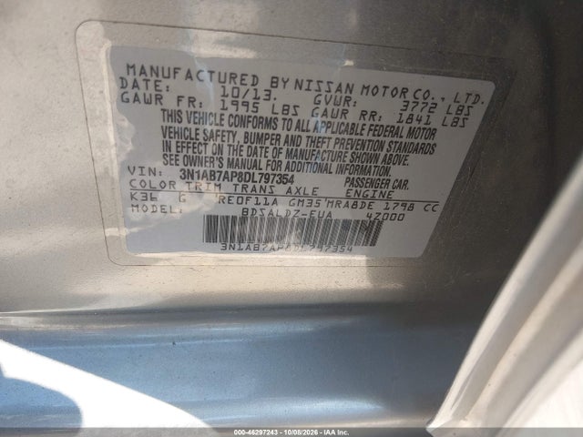 Aukcja sprzedaży 2013 Nissan Sentra Sv, vin: 3N1AB7AP8DL797354, numer aukcji: 46297243