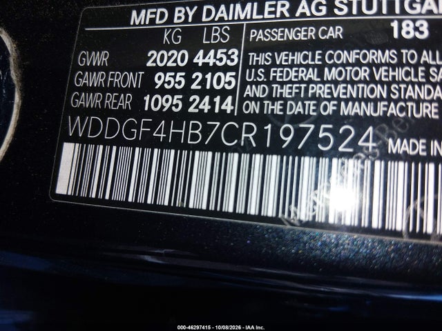 Продажа на аукционе авто 2012 Mercedes-benz C 250 Sport, vin: WDDGF4HB7CR197524, номер лота: 46297415