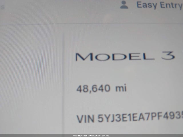 46297426 :رقم المزاد ، 5YJ3E1EA7PF493578 vin ، 2023 Tesla Model 3 Rear-wheel Drive مزاد بيع