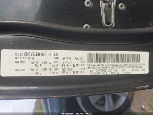 2011 Jeep Patriot Sport მანქანა იყიდება აუქციონზე, vin: 1J4NF1GB4BD112257, აუქციონის ნომერი: 46297460