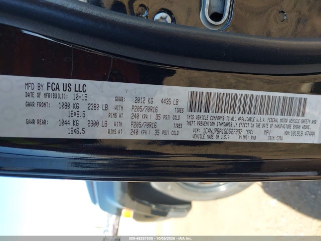 46297508 :رقم المزاد ، 1C4NJPBA1GD527937 vin ، 2016 Jeep Patriot Sport مزاد بيع