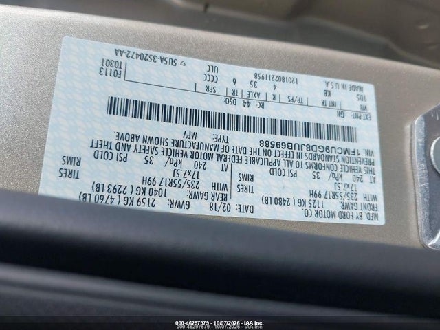 46297579 :رقم المزاد ، 1FMCU9GD8JUB69588 vin ، 2018 Ford Escape Se مزاد بيع