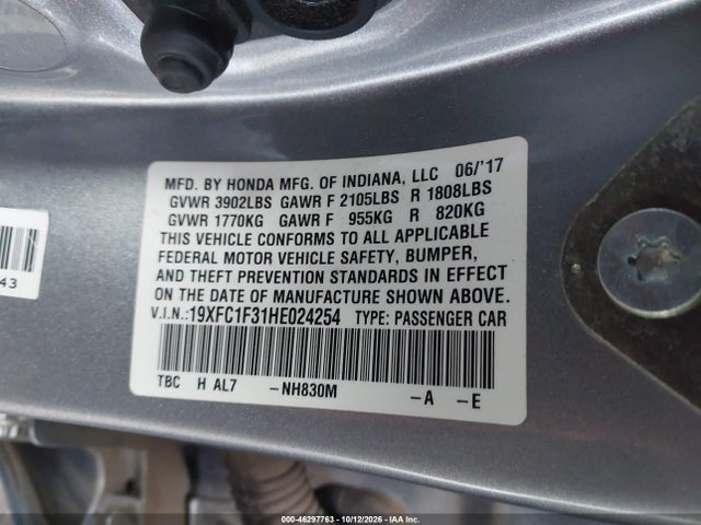 19XFC1F31HE024254 Honda Civic Ex-t