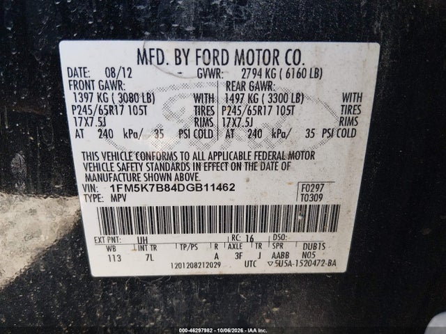 Продажа на аукционе авто 2013 Ford Explorer, vin: 1FM5K7B84DGB11462, номер лота: 46297982