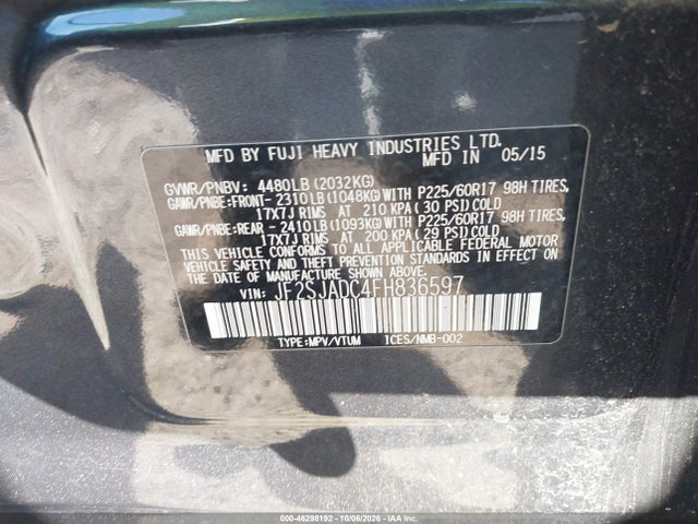 Subaru Forester 2.5i Premium 2015 JF2SJADC4FH836597 Image 9