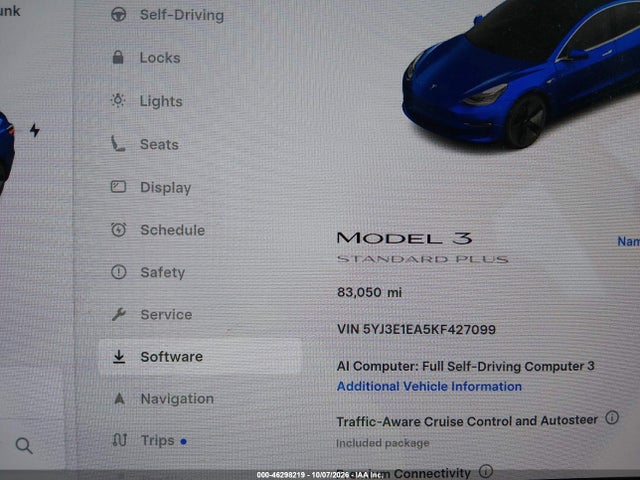 Продаж на аукціоні авто 2019 Tesla Model 3 Long Range/mid Range/standard Range/standard Range Plus, vin: 5YJ3E1EA5KF427099, номер лоту: 46298219