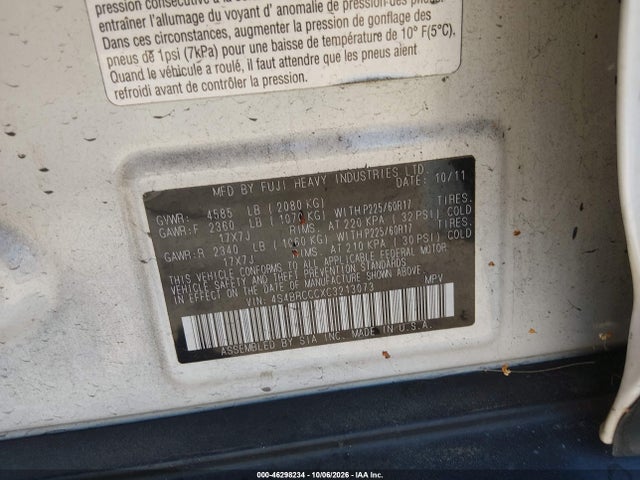 46298234 :رقم المزاد ، 4S4BRCCCXC3213073 vin ، 2012 Subaru Outback 2.5i Premium مزاد بيع