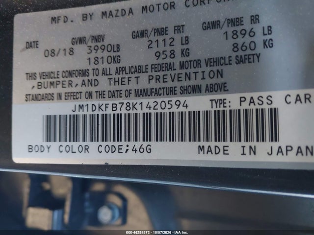 Aukcja sprzedaży 2019 Mazda Cx-3 Sport, vin: JM1DKFB78K1420594, numer aukcji: 46298372