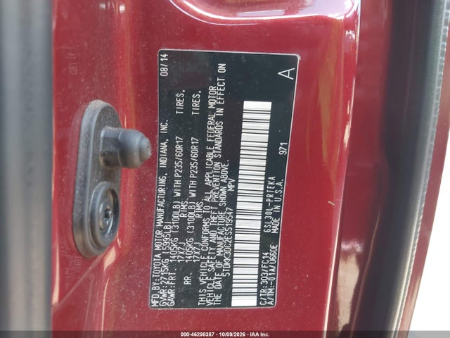 Продаж на аукціоні авто 2014 Toyota Sienna Le V6 8 Passenger, vin: 5TDKK3DC2ES519547, номер лоту: 46298387