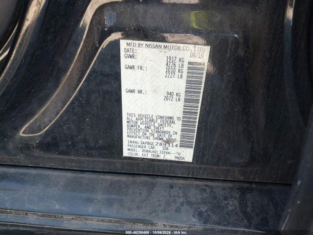 46298466 :رقم المزاد ، 1N4AL3AP8GC289314 vin ، 2016 Nissan Altima 2.5 Sr مزاد بيع