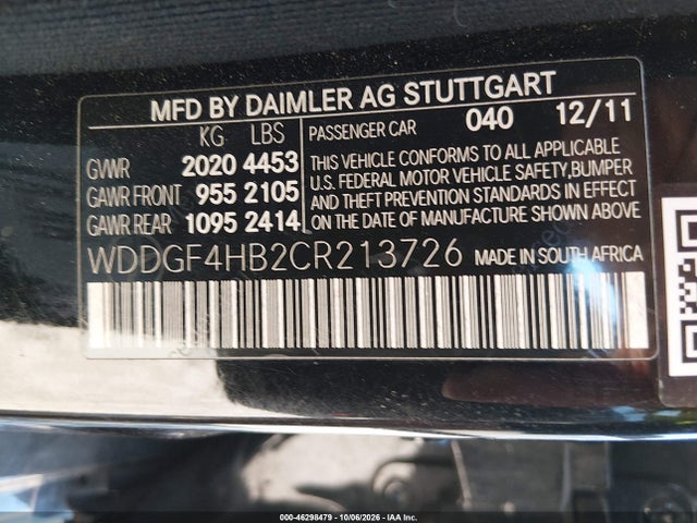 Продажа на аукционе авто 2012 Mercedes-benz C 250 Sport, vin: WDDGF4HB2CR213726, номер лота: 46298479