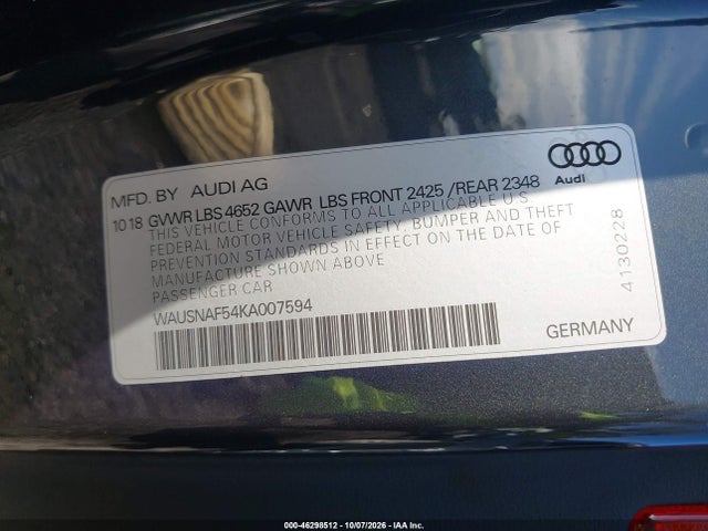 Продажа на аукционе авто 2019 Audi A5 45 Premium, vin: WAUSNAF54KA007594, номер лота: 46298512