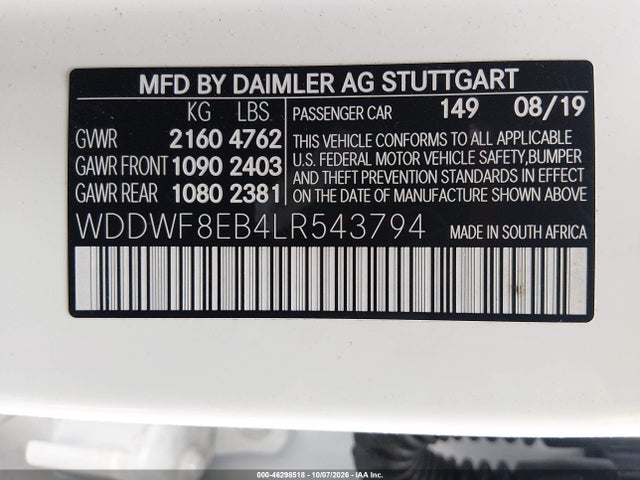WDDWF8EB4LR543794 Mercedes-Benz C 300 4matic