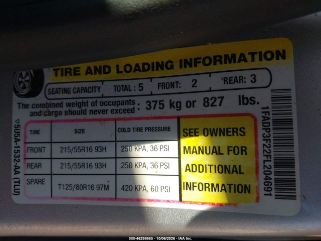 Ford FOCUS SE 2015 1FADP3F22FL204691 Image 9
