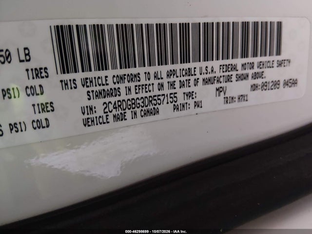 Продажа на аукционе авто 2013 Dodge Grand Caravan American Value Pkg, vin: 2C4RDGBG3DR557155, номер лота: 46298699