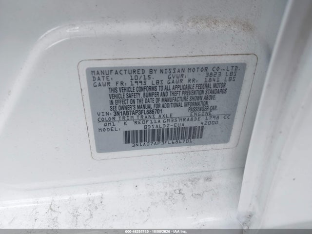 46298769 :رقم المزاد ، 3N1AB7AP3FL686701 vin ، 2015 Nissan Sentra Sv مزاد بيع