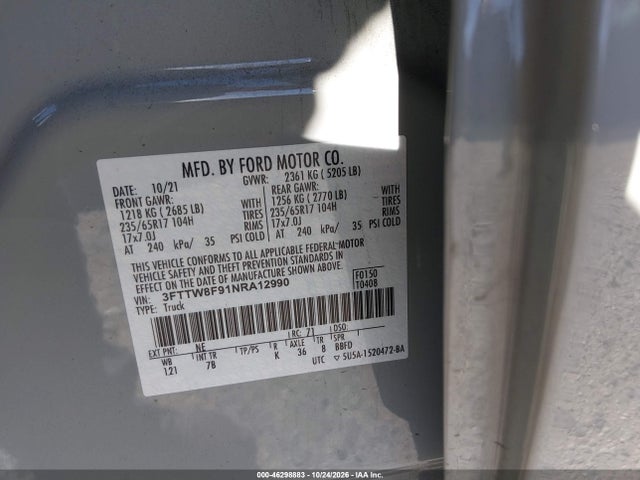 Ford Maverick Xlt 2022 3FTTW8F91NRA12990 Image 9