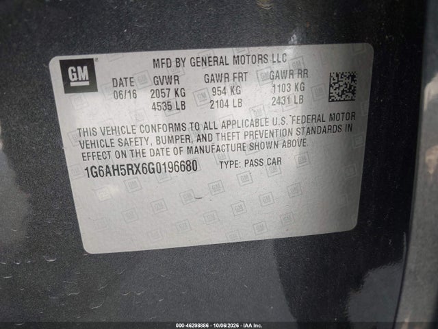 Продаж на аукціоні авто 2016 Cadillac Ats Luxury Collection, vin: 1G6AH5RX6G0196680, номер лоту: 46298886