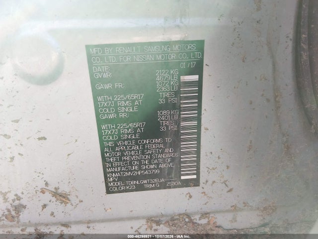 Nissan ROGUE SV 2017 KNMAT2MV2HP543799 Image 9