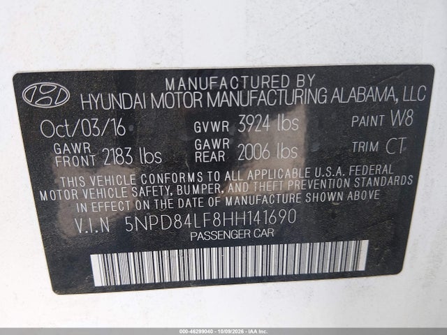 Aukcja sprzedaży 2017 Hyundai Elantra Value Edition, vin: 5NPD84LF8HH141690, numer aukcji: 46299040