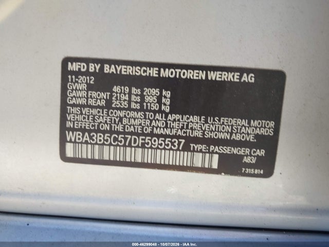 Aukcja sprzedaży 2013 Bmw 328i Xdrive, vin: WBA3B5C57DF595537, numer aukcji: 46299048