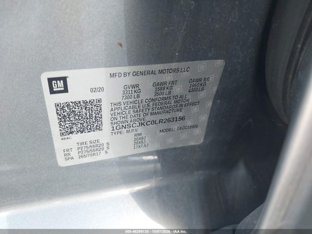 46299130 :رقم المزاد ، 1GNSCJKC0LR263156 vin ، 2020 Chevrolet Suburban 2wd Premier مزاد بيع