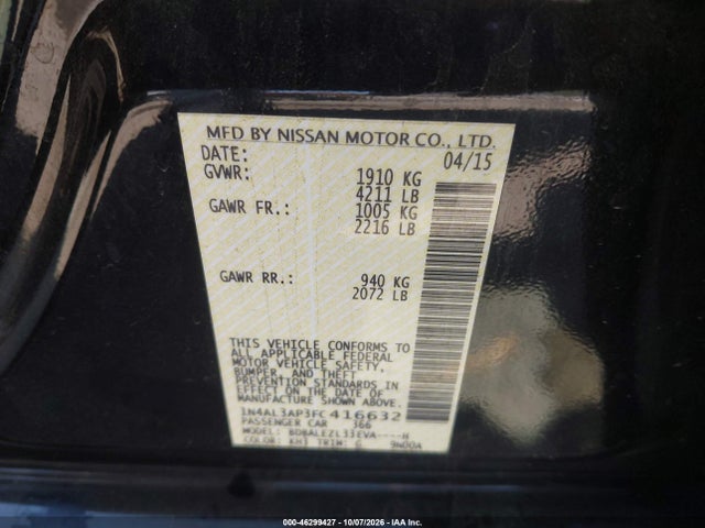 Nissan Altima 2.5 S 2015 1N4AL3AP3FC416632 Image 9
