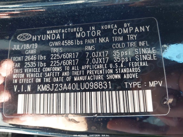 Hyundai TUCSON SE 2020 KM8J23A40LU098831 Image 9