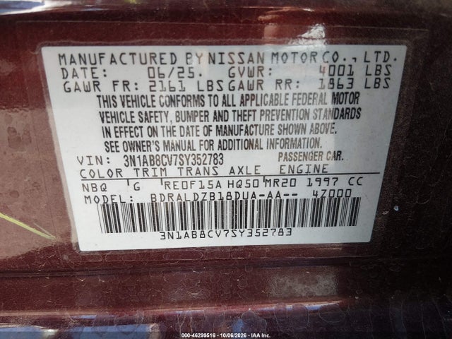 Aukcja sprzedaży 2025 Nissan Sentra Sv, vin: 3N1AB8CV7SY352783, numer aukcji: 46299516