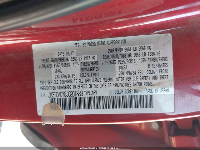 JM3TCACY8J0201889 Mazda Cx-9 Touring
