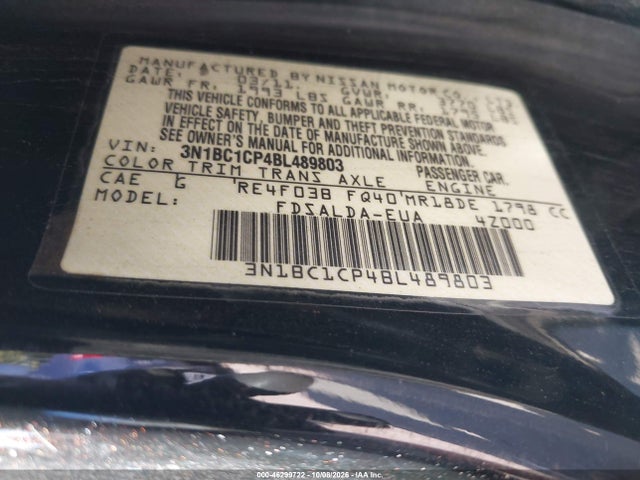 Продаж на аукціоні авто 2011 Nissan Versa 1.8s, vin: 3N1BC1CP4BL489803, номер лоту: 46299722