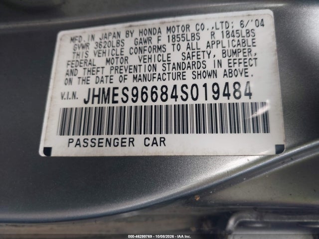 Продажа на аукционе авто 2004 Honda Civic Hybrid, vin: JHMES96684S019484, номер лота: 46299769
