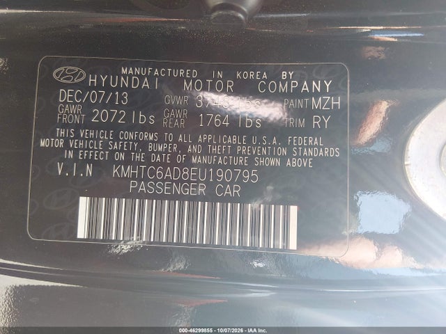 Продаж на аукціоні авто 2014 Hyundai Veloster Base W/red, vin: KMHTC6AD8EU190795, номер лоту: 46299855